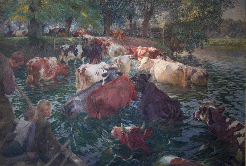 Emile Claus Cows crossing the Lys River china oil painting image